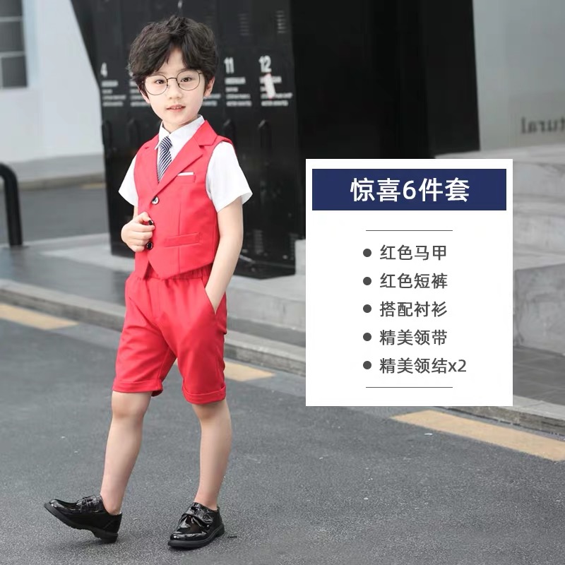 Little Boy ăn mặc Suit 2020 Summer New Childrens Armor ngắn tay Saudo Mẫu giáo Hiện Out trang phục.