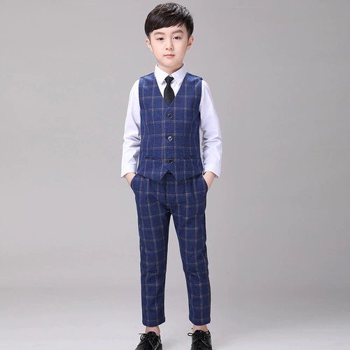 Синий цветной костюм для мальчиков, осеннее детское платье, 2019, детская одежда