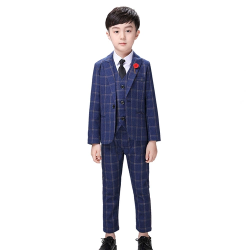 Синий цветной костюм для мальчиков, осеннее детское платье, 2019, детская одежда