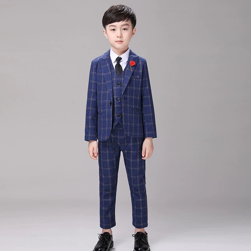 Синий цветной костюм для мальчиков, осеннее детское платье, 2019, детская одежда
