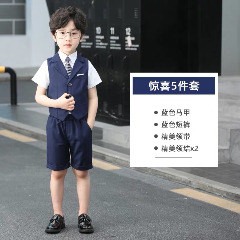 Little Boy ăn mặc Suit 2020 Summer New Childrens Armor ngắn tay Saudo Mẫu giáo Hiện Out trang phục.