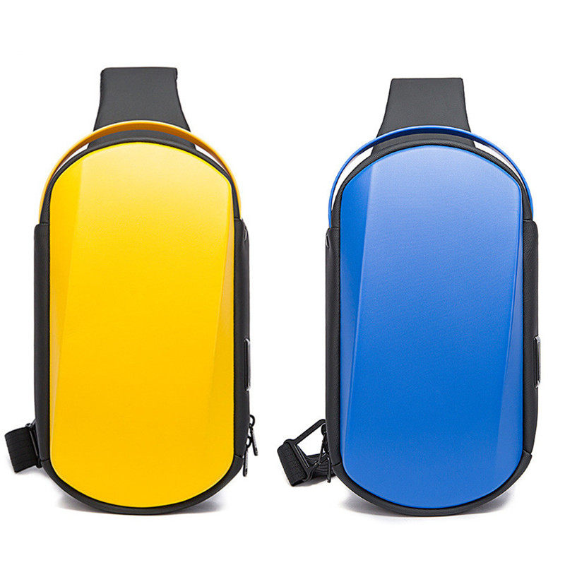 PC Hard Shell Chest Bag Men's Casual Fashion 7 9 Inch Ipad Mini One Shoulder Messenger Bag Personality Trendy Cool Functional Small Bag