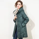 Легкий и тонкий длинный пуховик, зеленая демисезонная куртка для матери, 2023, европейский стиль, средней длины, подходит для подростков