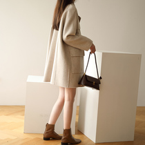 Japanese double-sided woolen coat womens 2021 new high-end woolen coat long little tweed winter Korean version