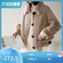 (Off-season clearance 50% off only 303 5 yuan)sheep shearing fur coat female lamb hair coat female short D526