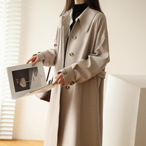 2021 Autumn New windbreaker womens long style falling temperament Korean version of loose English style womens coat design sense