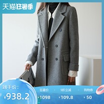 2020 autumn and winter new double-sided coat female Hepburn style high-end temperament wool coat female medium-long section
