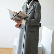 Autumn and winter 2021 new double-sided woolen coat female Hepburn style high-end temperament woolen jacket female middle length