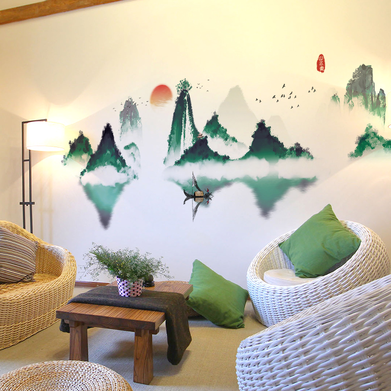 Creative Motivator Wall Stickler Living Room Background Wall Decoration Stickers Bedroom Sofa Wallpaper Self-Adhesive Ink Landscape