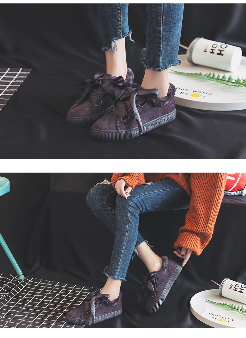 Giày cotton nữ mùa đông 2018 phiên bản Hàn Quốc mới của những cô nàng ngông cuồng cộng với đôi giày nhung ấm áp không thấm nước giầy dép juno