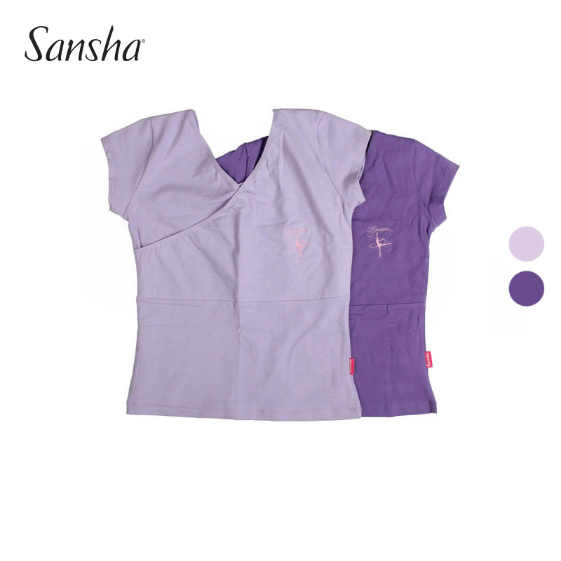 Sansha Sansha children dance dress Chest cross T-shirt Slim body practice suit dance top P173019