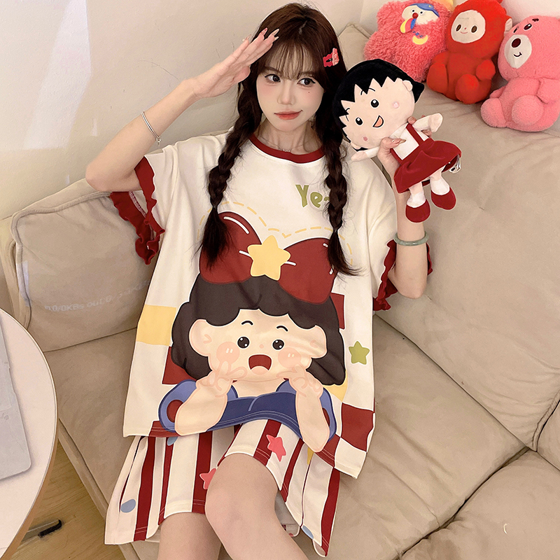 Summer Pure Cotton Plus Size Pajamas for Women 100kg Plus Size Cute Thin Snow White Summer Loungewear Summer Pure Cotton Plus Size Pajamas for Women 100kg Plus Size Cute Thin Snow White Summer Loungewear