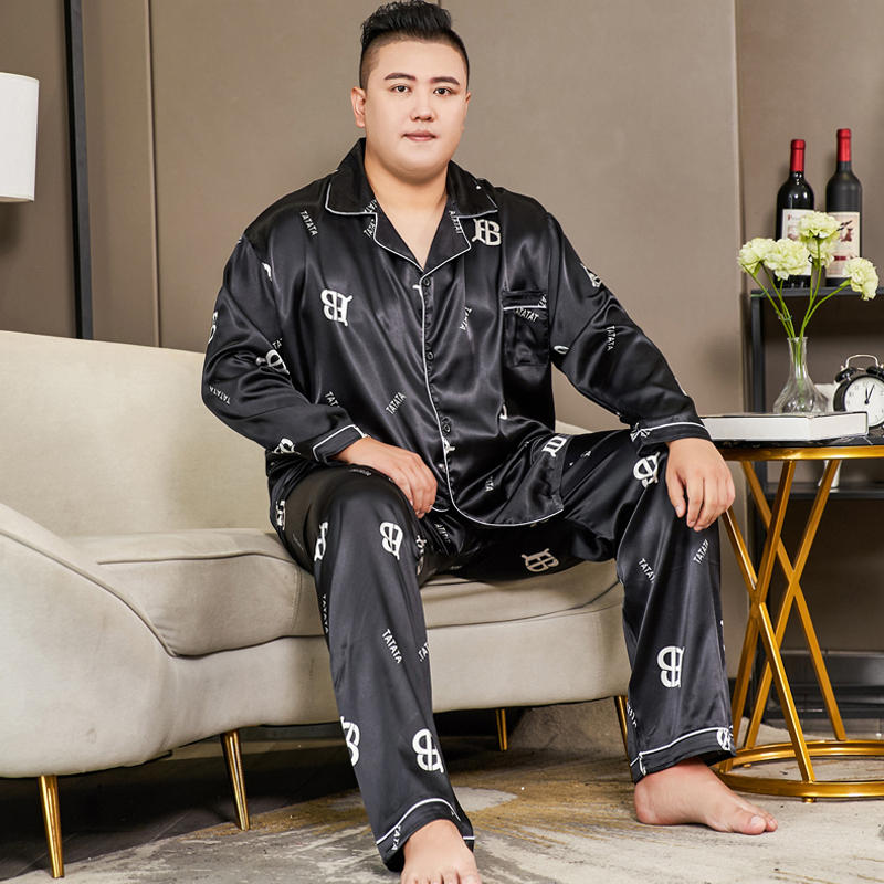 Plus-Size Men's Pajamas Extra Large Size 150kg Ice Silk Silk Loungewear Set for Big and Tall Individuals with Extra Wide Belly Area 5
