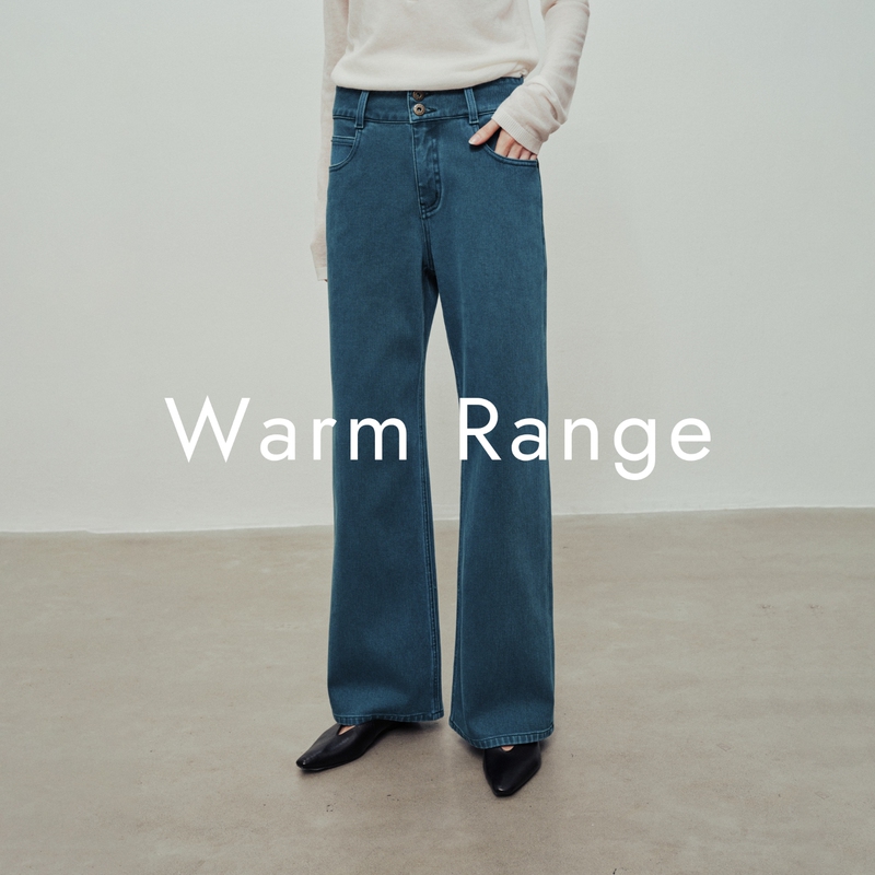 Warm Range Peacock Blue Stretch Straight-Leg Denim Pants