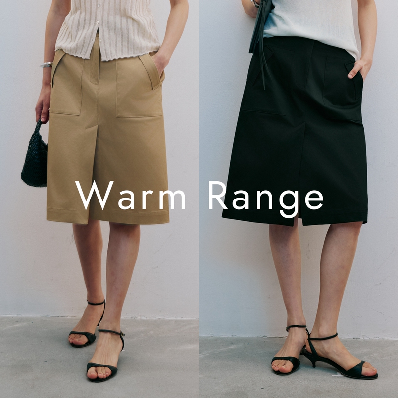 Warm Range High-Slit Tencel Cotton Straight-Leg Workwear Skirt