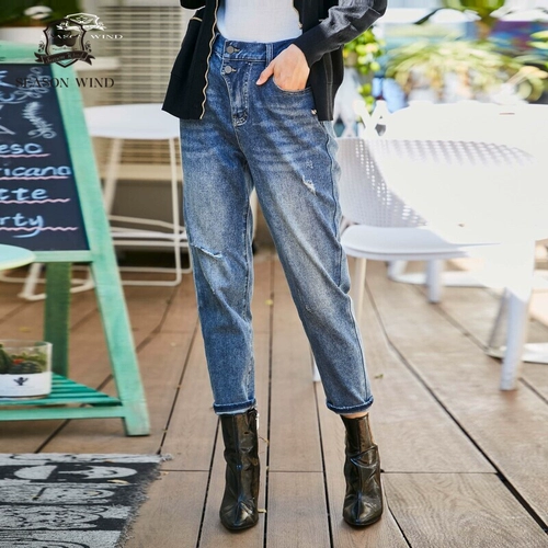 季候风 Джинсы, приталенные штаны, свободный крой, высокая талия