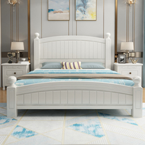 American solid wood bed modern minimalist double bed master bedroom 18 meters with cabinet bed oak white light luxury single household