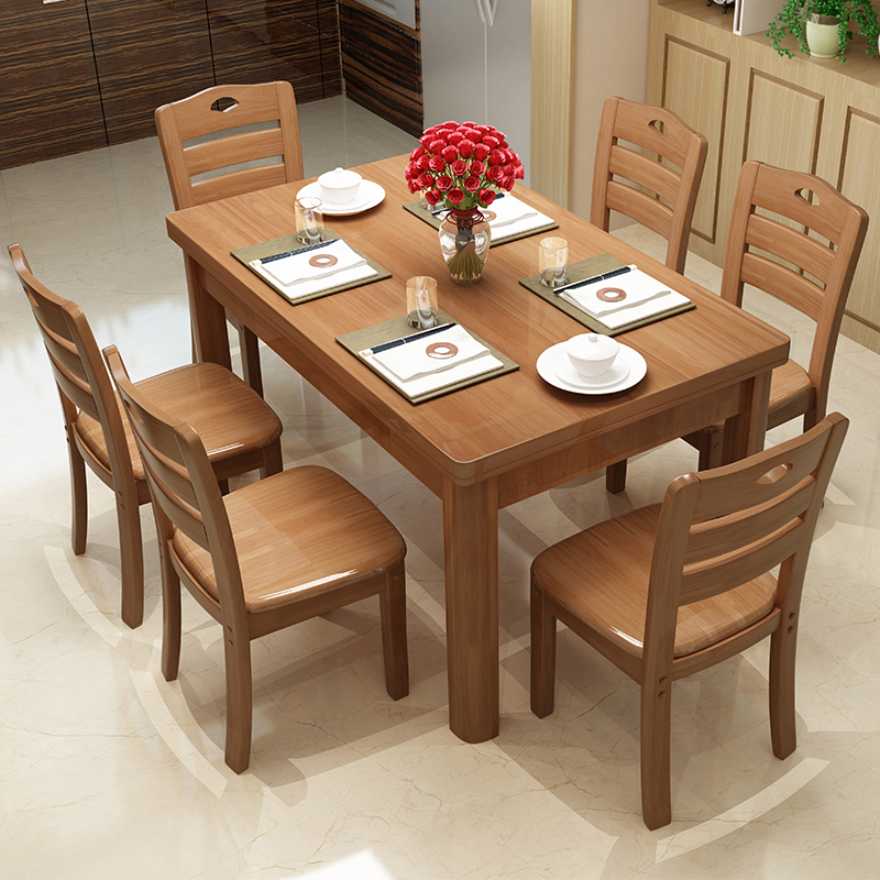 Usd 71 25 Solid Wood Dining Table And Chair Combination Rectangular Solid Wood Dining Table And Chair Combination Rectangular 1 2 M Small Log Western Simple