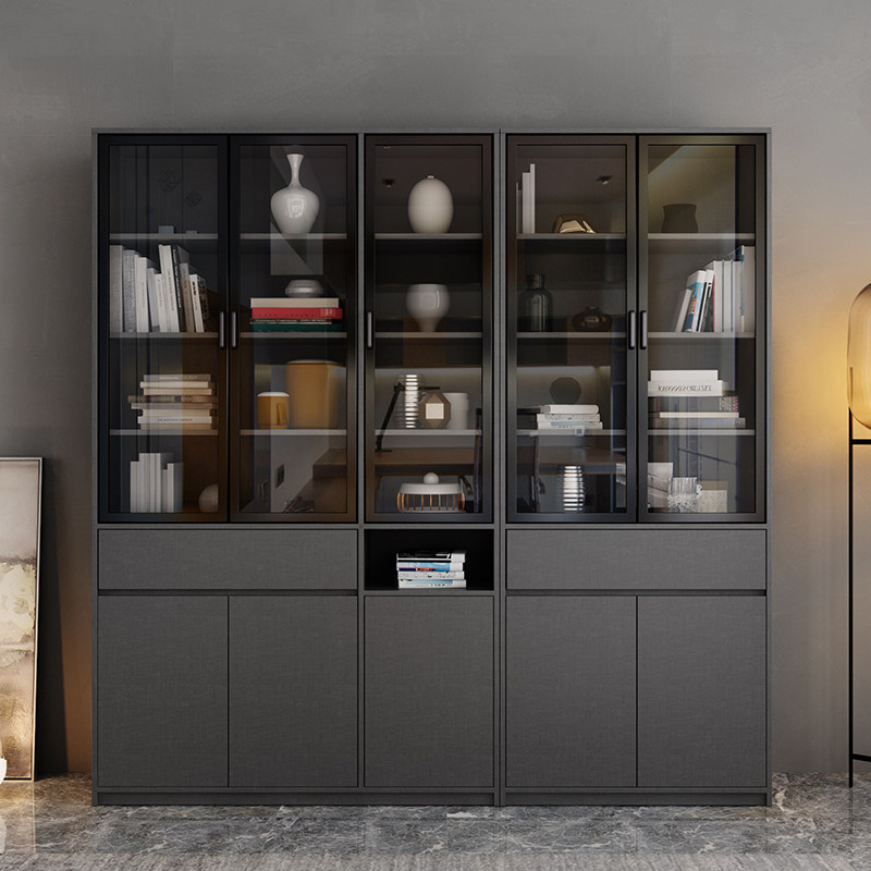 Light luxury simple bookcase rack Nordic modern home student glass door office simple combination bookcase storage
