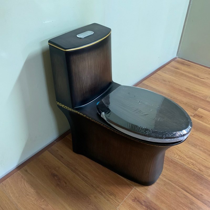 Upscale black personality seating WC Toilet Bowl TOILET CERAMICS COLOR WOOD GRAIN RETRO TOILET WATER SAVING