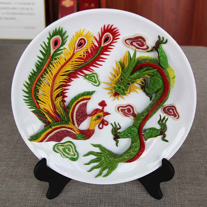 Folk Non-Heritage Culture Pure Handicraft Interior Decoration Surface Plastic Painted Flowers of the Flowers Steamed Bun with a Auspicious Pendulum