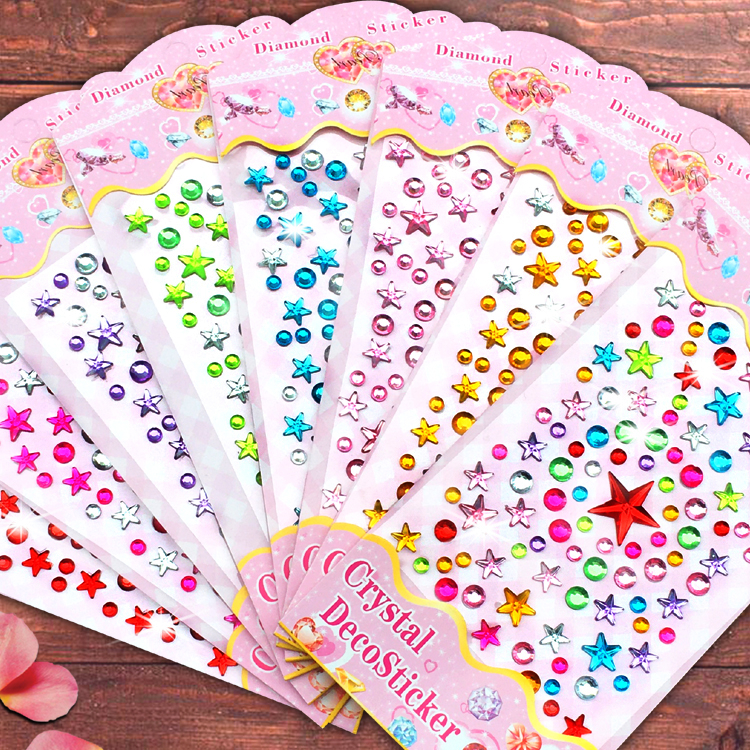Children Diamond Stickers Pentagram Gems Sticker Stage Make-up Decoration Crystal Kindergarten Awards Solid Stickers