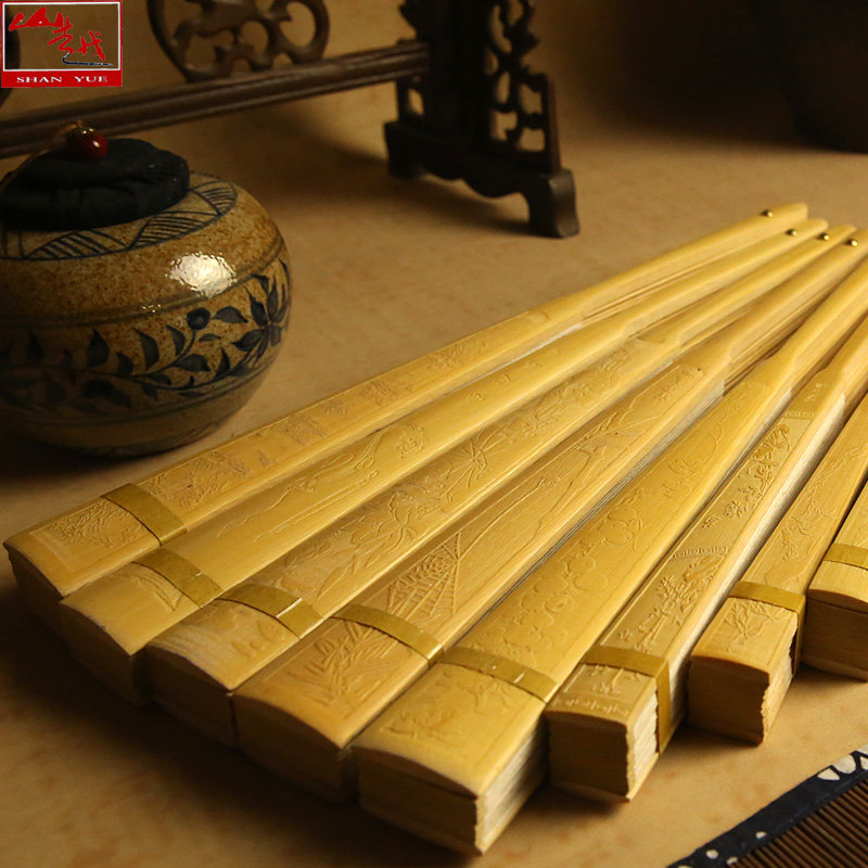 Mountain's new folding fan custom ancient wind male engraving blank Xuan paper fan Wing Chun dance fan one ruler 10 inch silk fan