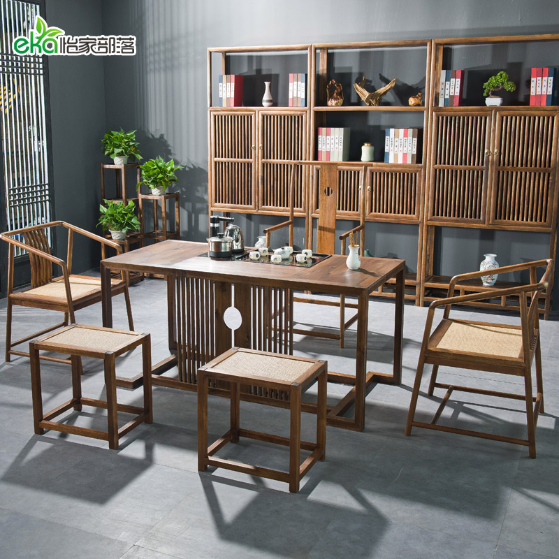 New Chinese style tea table and chair combination Nanyang walnut Kung Fu tea table simple furniture Zen solid wood coffee table tea table