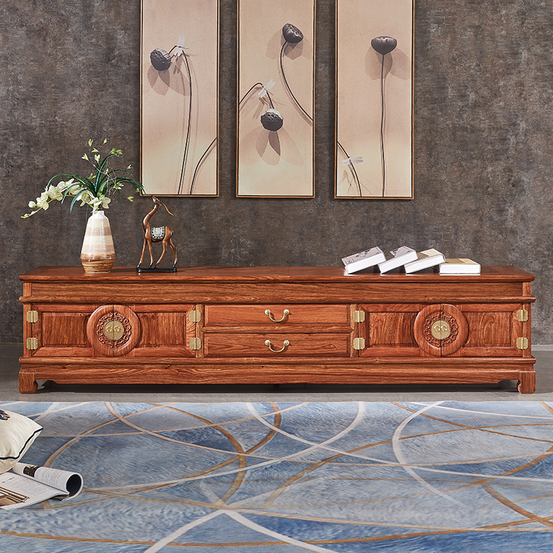 New Chinese style hedgehog red sandalwood TV cabinet double reunion floor cabinet storage cabinet rosewood living room small apartment mahogany furniture