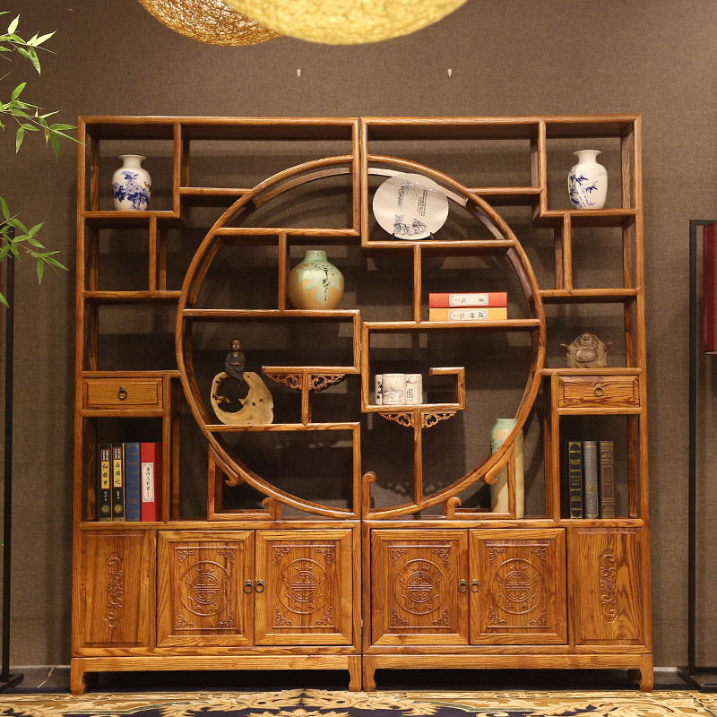 Pleasant Family Tribe Solid Wood South Elm Chinese Dorpaku Antique Furniture Bou Ancient Furniture Rack Shelf Shelve Shelf