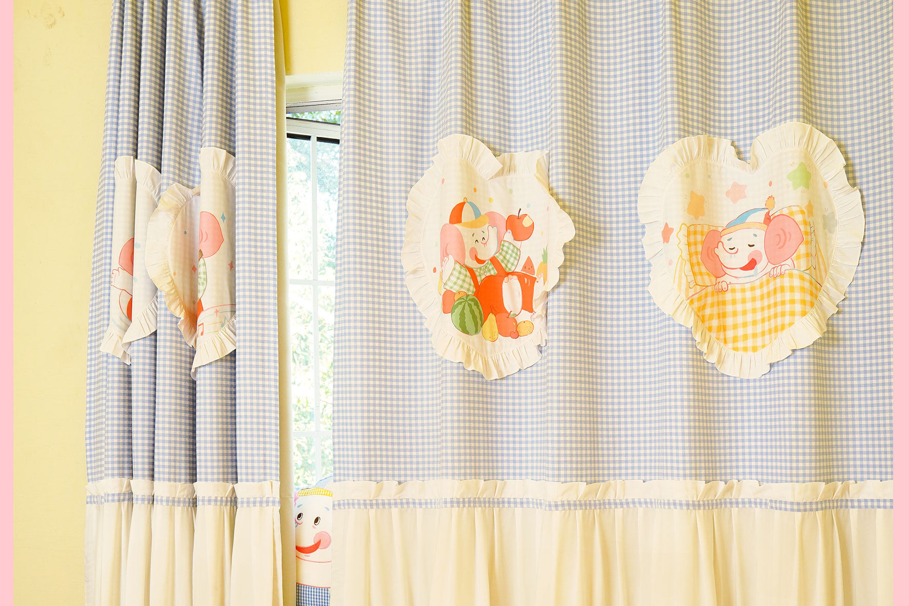 象の遮光カーテン 80 年代レトロ昭和カスタムプリントステッチ生地