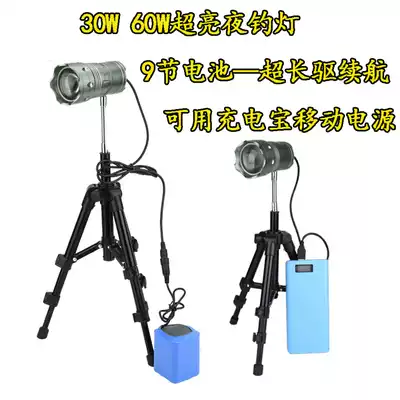 30W blue light night fishing light Fishing light 60W blue and white dual light source fishing light USB mobile charge ultra-bright long-range strong light