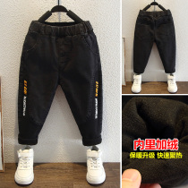 Boys plus velvet pants autumn winter clothes 2021 new small children Foreign style casual pants Children Baby winter dress Korean tide