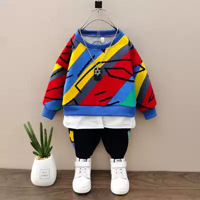 Boys' spring suit 2021 new small children long sleeve two-piece children Net Red Spring and Autumn foreign style fashion tide