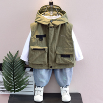 Boys Spring and Autumn Costume 2023 new childrens skinny handsome boy Han - Ed vest is cool