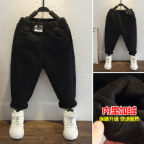Boys pants autumn and winter clothes plus velvet thickened 2021 new children Foreign style casual pants small children Korean straight tide