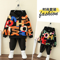 Boy set autumn and winter clothes plus velvet 2021 new children golden velvet two-piece set small children baby Foreign trend