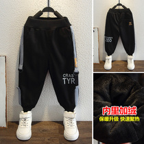 Boys sports pants autumn and winter clothes plus velvet thickened 2021 new children Korean foreign style pants small children baby tide