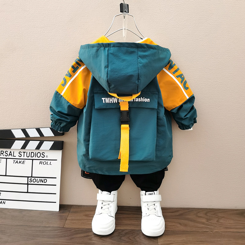 Boys' Coat Spring and Autumn 2021 New Children's Spring Dress Foreign Atmosphere Little Child Baby Pie Overcomes the Thin Handsome Tide