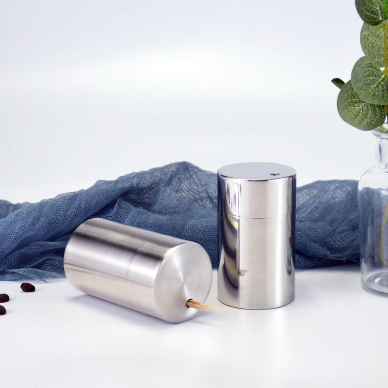 Toothpick box toothpick bottle thickened 304 STAINLESS STEEL FASHION BRIEF ABOUT PORTABLE HIGH-END TWIST LID HOME CREATIVE TOOTHPICK HOLDER