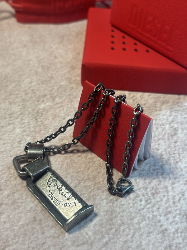 Italian Royal Denim/Ds Diesel Men's Antique Silver Vintage Necklace