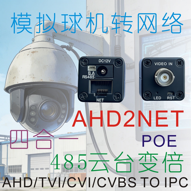 Analog Bnc Dome Camera to Rj45 Ip Network Converter Ahdcvitvi to Ip Network Converter Ahd2Net