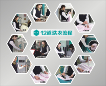 UCC laundry dry cleaning shop 12 standard flow chart Chevron board wall painting stickers 3 meters long wall 12 sheets