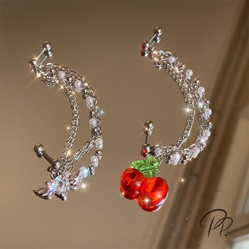 PP ornament original design ear needle advanced feeling small and delicate inwind ear decoration female personality long version earbone chain