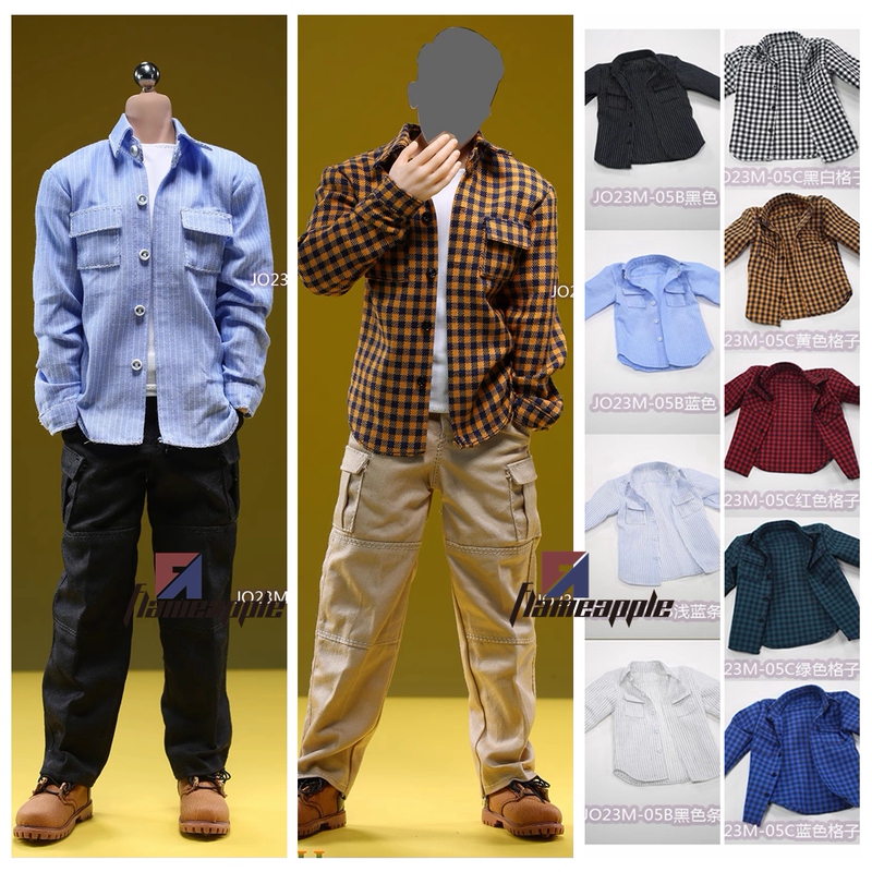 In Stock 1/6 Male Soldier Shirt Jo23M-05 Plaid Stripesd Shirt Various Styles