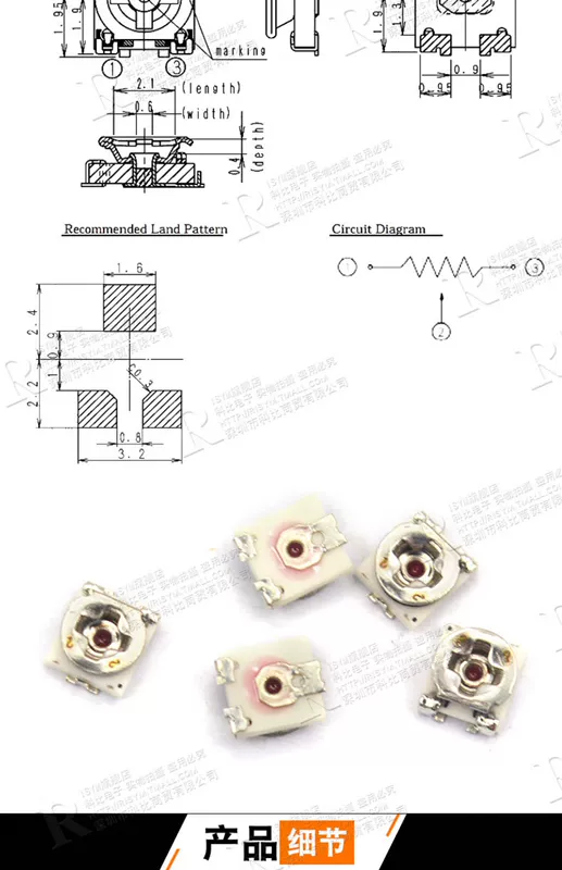 Miếng dán 3x3 điện trở có thể điều chỉnh chiết áp một vòng 100 ohms 200 ohms 1K 5K 10K 20K 50K 100K