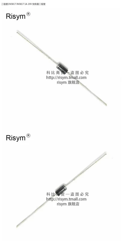 Risym Schottky diode 1N5817 IN5817 1A 20V cắm trực tiếp gói DO-41 50 miếng đi ốt chỉnh lưu