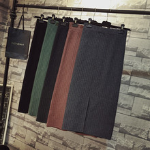 秋季新款针织高腰开叉半身裙