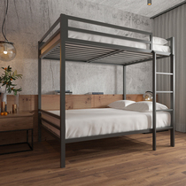 Electric Race Hotel Parallel Bed Small Family Type Up And Down Apartment Rack Bed Iron Art Adult Climbing double bed with double overhead bed