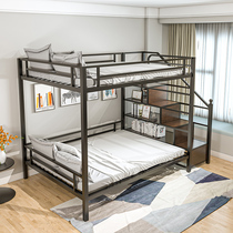 Nordic Iron Art High Rack Bed Small Family Apartment Building Attic Bed Electric Race Hotel Parallel Bed Multifunction Upper And Lower Bunk Bed